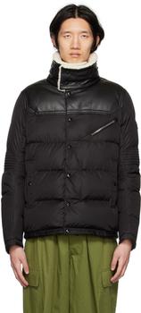商品Moncler | Black Leo Leather Down Jacket,商家SSENSE,价格¥22219图片