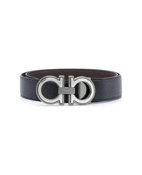 男装菲拉格慕皮带男, Salvatore Ferragamo | Man's Black Bicolor Leather Belt With Logo Buckle商品图片 