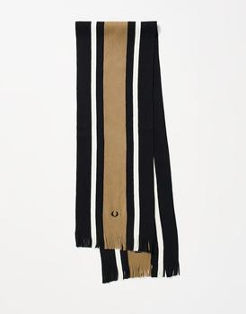 推荐Fred Perry Raschel block stripe scarf in black商品