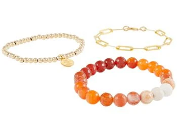 Dee Berkley | Picture Jasper Ombre Gemstone and Paperclip Chain Bracelet Stack,商家Zappos,价格¥1475