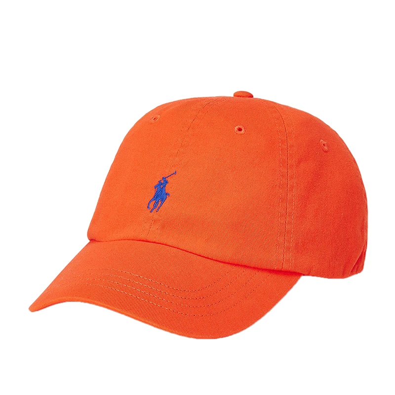 推荐拉夫劳伦 男士橙色纯棉饰有蓝色刺绣LOGO图案棒球帽商品