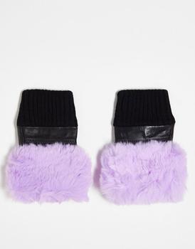 商品Jayley fingerless faux fur trim glove in lilac图片