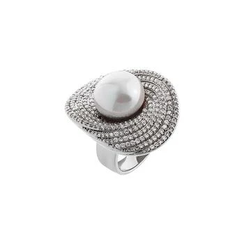 by Adina Eden | Fancy Pave Curved Imitation Pearl Ring,商家Macy's,价格¥580