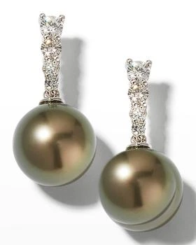 推荐18k White Gold Graduated Diamond Pearl-Drop Earrings商品