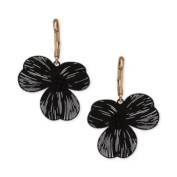 Lonna & Lilly | Gold-Tone Jet Pavé Openwork Flower Drop Earrings 独家减免邮费