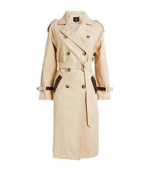 maje外套, Maje | Leather-Detail Trench Coat商品图片 