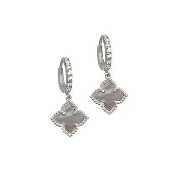 ADORNIA | Silver Plated Floral Dangle Hoop White Imitation Mother of Pearl Earrings 独家减免邮费