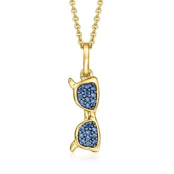 Ross-Simons Sapphire Sunglasses Pendant Necklace in 18kt Gold Over Sterling