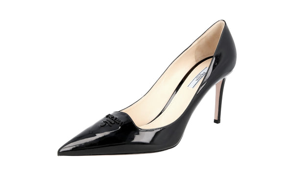 Prada | PRADA 女士黑色漆皮饰有字母徽标尖头高跟鞋 1I715I-069-F0002商品图片,独家减免邮费