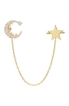 Gabi Rielle好不好, Gabi Rielle | Yellow Gold Vermeil CZ Moon & Star Ear Cuff商品图片 4.6折