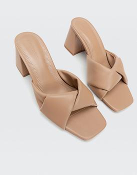 product Stradivarius Wide Fit cross strap mules in camel image