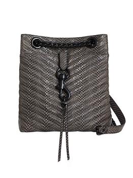 推荐Large Edie Snake-Embossed Leather Bucket Bag商品