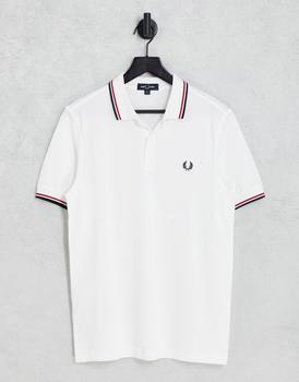 Fred Perry | Fred Perry twin tipped logo polo in white/red/navy商品图片,