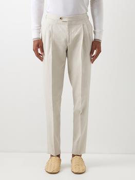 推荐Double-pleated linen suit trousers商品