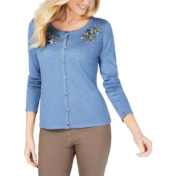 Karen Scott | Karen Scott Womens Embroidered Floral Cardigan Sweater商品图片,3.5折×额外9折, 额外九折