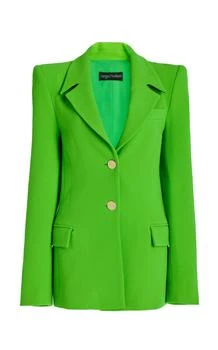 推荐Sergio Hudson - Belted Single-Breasted Blazer Jacket - Green - US 6 - Moda Operandi商品