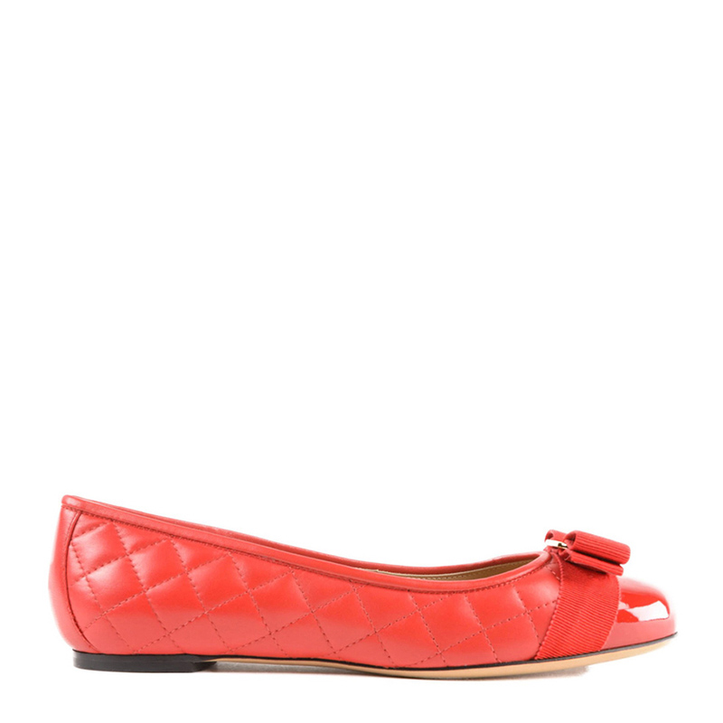 推荐SALVATORE FERRAGAMO 女士红色缝皮革平底鞋 01-M831-672104商品