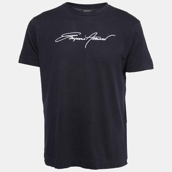 推荐Emporio Armani Navy Blue Cotton Logo Embroidered  T-Shirt XL商品