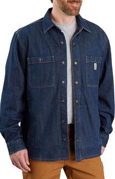 推荐(105605) Relaxed Fit Denim Fleece Lined Snap-Front Shirt Jacket - Glacier商品