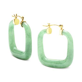 商品Dyed Jade (32mm) Square Medium Hoop Earrings in 14k Gold-Plated Sterling Silver, 1.25"图片