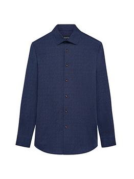 商品BUGATCHI | James Pin Check Ooohcotton Long-Sleeve Button-Down Shirt,商家Saks Fifth Avenue,价格¥1327图片