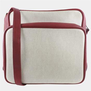 美国爱马仕包, [二手商品] Hermes | Hermes Victoria Women's Toile H,Taurillon Clemence Leather Shoulder Bag Natural,Red Color商品图片 