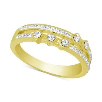 And Now This Silver Plated Gold Crystal Double Band Ring