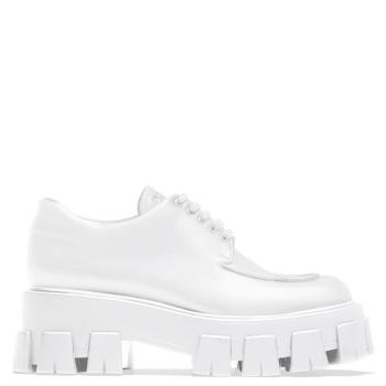 Prada | 【预售3-7天】PRADA/普拉达 21年秋冬 Monolith系列 女士白色亮面小牛皮系带鞋1E708L_B4L_F0009_F_B055商品图片,8折, 包邮包税
