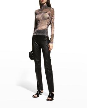 ROSETTA GETTY, ROSETTA GETTY | Patchwork-Print Mesh Turtleneck T-Shirt商品图片 