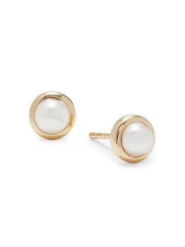 Saks Fifth Avenue | 14K Yellow Gold & Round Cultured Freshwater Pearl Stud Earrings,商家Saks OFF 5TH,价格¥2456