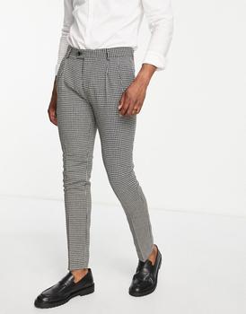 商品Gianni Feraud | Gianni Feraud skinny fit suit trousers in herringbone black and white,商家ASOS,价格¥207图片