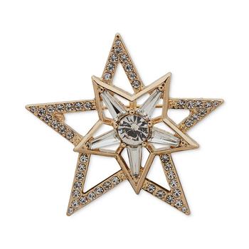 商品Gold-Tone Mixed Crystal Double Star Pin图片