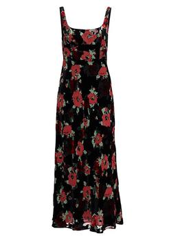 商品Rixo | Benedict Floral Velvet Midi-Dress,商家Saks Fifth Avenue,价格¥1301图片