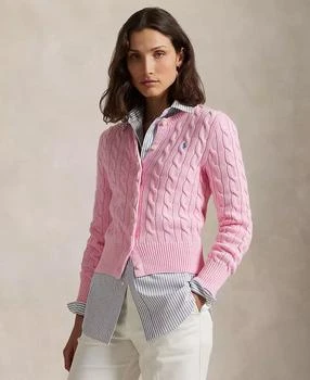 Ralph Lauren | Women's Cable-Knit Cotton Crewneck Cardigan Sweater,商家Macy's,价格¥1678