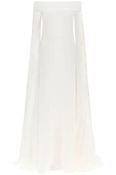 推荐Roland mouret off-the-shoulder cady gown with chiffon cape商品