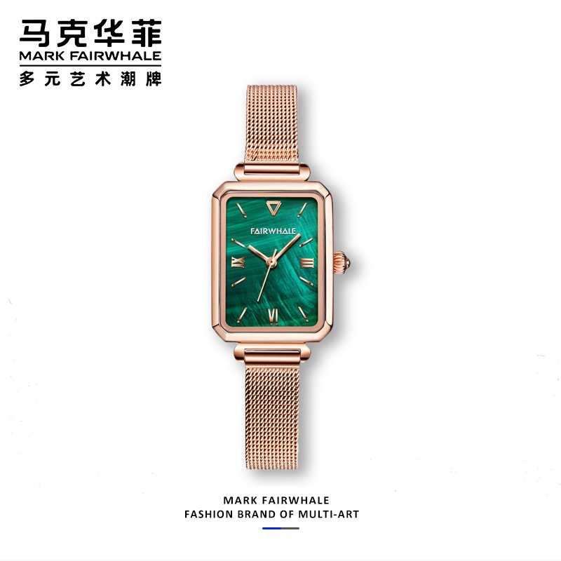 Mark Fairwhale | 马克华菲品牌手表时尚小绿表女士手表商品图片,2件9.5折, 包邮包税, 满折