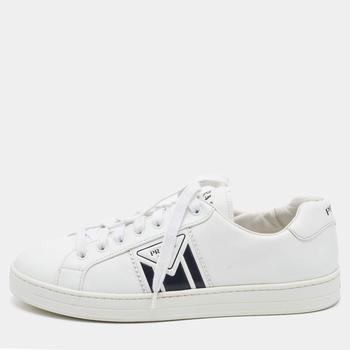 Prada | Prada White Leather Avenue Low Top Sneakers Size 42.5商品图片,5.3折
