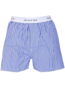 Sporty & Rich | Sporty & Rich Cassie Elasticated Logo Waist Striped Boxer Shorts商品图片,9.5折