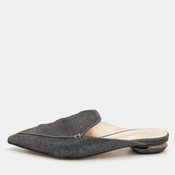 [二手商品] Nicholas Kirkwood | Nicholas Kirkwood Grey Glitter Lurex Fabric Beya Flat Mules Size 37 3.3折