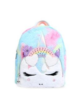 商品OMG! Accessories | Girl's Gwen Ombre Faux Fur Rainbow Crown Backpack,商家Saks OFF 5TH,价格¥216图片