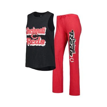 Concepts Sport | Women's Heather Red, Heather Black Cincinnati Reds Wordmark Meter Muscle Tank Top and Pants Sleep Set,商家Macy's,价格¥465