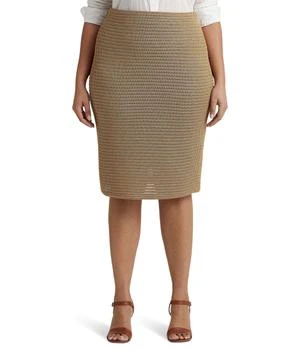 Ralph Lauren | Plus Size Metallic Cotton-Blend Knit Pencil Skirt 