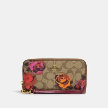 Coach Outlet Long Zip Around Wallet In Signature Canvas With Jumbo Floral Print product img