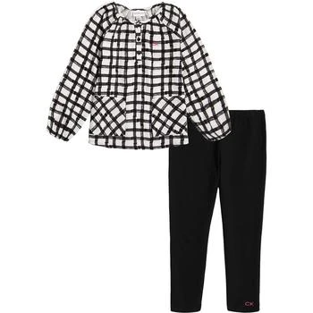Calvin Klein | Little Girls Painterly Check Tunic and Triblend Knit Leggings, 2 Piece Set 
