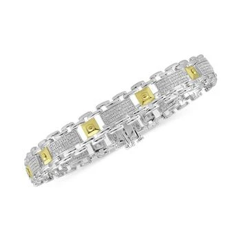 Macy's | Men's Diamond Two-Tone Bracelet (1/2 ct. t.w.) in Sterling Silver & 18k Gold-Plate,商家Macy's,价格¥2863