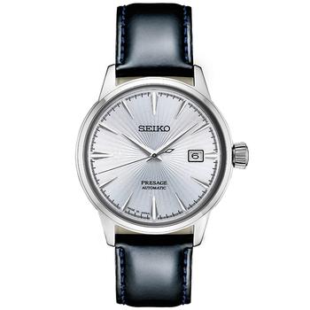 精工罐头, Seiko | Men's Automatic Presage Black Leather Strap Watch 40.5mm商品图片 