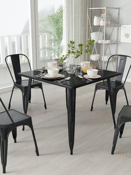 商品Merrick Lane | Adana 35.5" Square Metal Dining Table for Indoor and Outdoor Use in Black,商家Verishop,价格¥1327图片