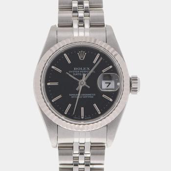 [二手商品] Rolex | Rolex Black 18K White Gold And Stainless Steel Datejust 79174 Women's Wristwatch 26 mm商品图片,6.1折