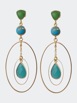 商品Green And Blue Chalcedony With Turquoise Drop Earrings Turquoise (Blue),商家Verishop,价格¥715图片