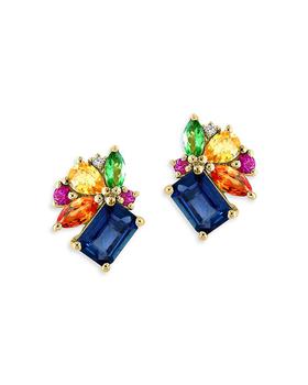 商品Bloomingdale's | Rainbow Sapphire Cluster Stud Earrings in 14K Yellow Gold,商家Bloomingdale's,价格¥21090图片